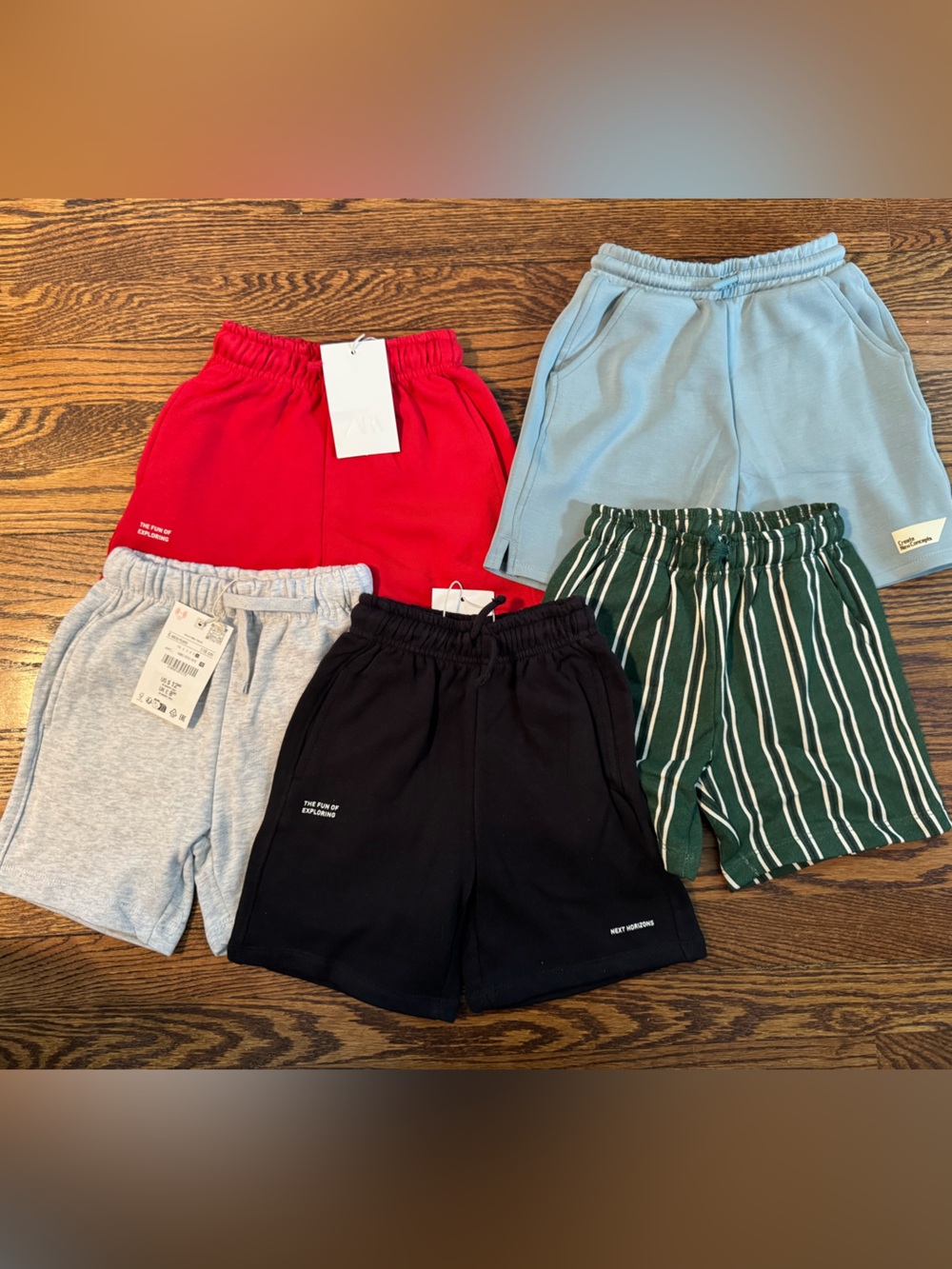 Zara boys Shorts Bundle - Red, Light Blue, Gray, Black, Green Stripe NWT